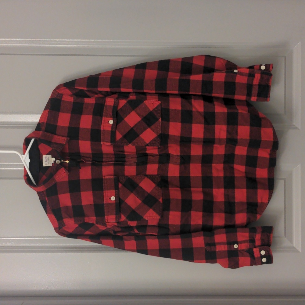 J. Crew Half-zip Buffalo Plaid Flannel